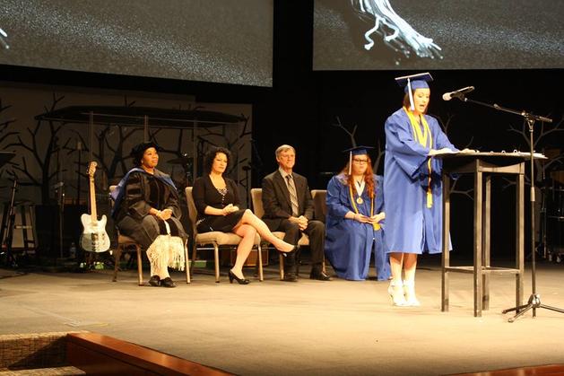 Texas Success Academy Valedictorian speaking at graduation