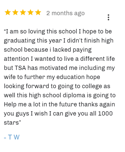 Testimony_Adullt Adult high school diploma online with an accredited school